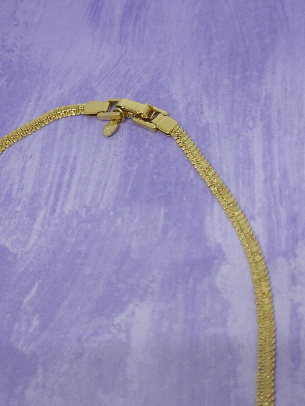 Monet Gold Tone Flat Textured Chain Necklace
